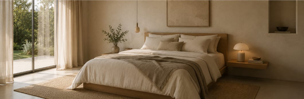 Chambre apaisante en lin, propice au repos